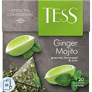 Чай TESS 'Ginger Mojito' зеленый с ароматом мяты, цедрой лимона, имбирем, 20 пирамидок по 1,8 г, 0788-12