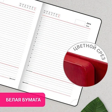Ежедневник с магнитным клапаном недатированный, под кожу, А5, красный, BRAUBERG 'Magnetic X', 113281