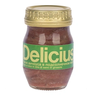 Филе анчоуса Delicius европейского в подсолнечном масле, 90г