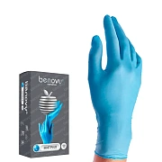 Перчатки нитриловые Benovy Nitrile Chlorinated BS р.L, голубые, 100 пар