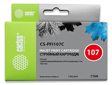 Картридж струйный Cactus CS-PFI107C голубой, 130мл