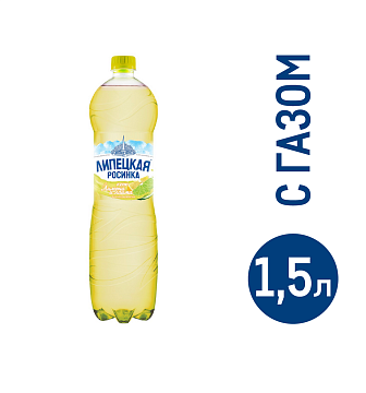 Вода питьевая Липецкая Росинка Лайт газированная, лимон/лайм, 1.5л