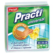 Салфетки универсальные, 38х38 см, КОМПЛЕКТ 3 шт., 110 г/м2, вискоза, PACLAN 'Practi Universal', 4100