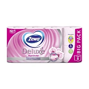 Туалетная бумага Zewa Deluxe орхидея, 3 слоя, 8 рулонов, 21 м, белая