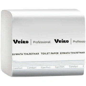 Туалетная бумага листовая Veiro Professional Comfort 2 слоя, 250 листов, белая, TV201