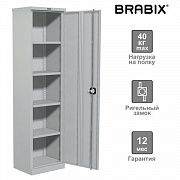 Шкаф металлический офисный BRABIX 'MK 18/47/37-01', 1830х472х370 мм, 25 кг, 4 полки, разборный, 2911