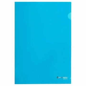 Папка-уголок плотная BRAUBERG SUPER, 0,18 мм, синяя, 270479