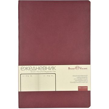 Ежедневник недатированный А5, 136л, MEGAPOLIS FLEX бордовый 3-531/02