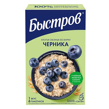 Каша овсяная Быстров черника (40г x 6шт), 240г