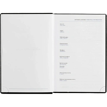 Ежедневник недатированный черный, А5,148x218, 352стр, Agenda
