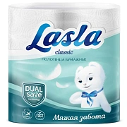 Бумажные полотенца Lasla Classic в рулоне, 2 слоя, белые, 12м, 2шт/уп