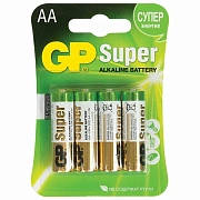 Батарейки КОМПЛЕКТ 4 шт., GP Super G-Tech, AA (LR6, 15А), алкалиновые, пальчиковые, блистер, 15A-2CR