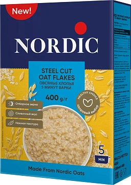 Хлопья овсяные Nordic 5 минут варки, 400г