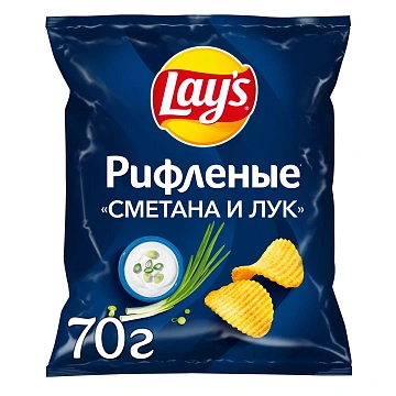 Чипсы Lay's рифленые Сметана и лук, 70г