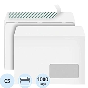 Конверт POSTFIX С5 стрип, пр.окно 162х229, 80г/м2, 1000шт/уп