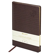 Еженедельник датированный 2026 БОЛЬШОЙ ФОРМАТ 210х297 мм, А4 BRAUBERG 'Comodo', под кожу, коричневый