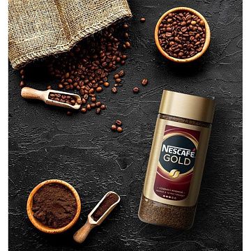 Кофе молотый в растворимом NESCAFE 'Gold' 190 г, стеклянная банка, сублимированный, 12135508