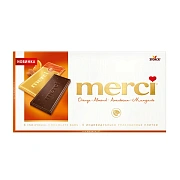 Шоколад Merci горький 72% Апельсин-миндаль, 100г