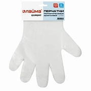 Перчатки полиэтиленовые одноразовые, ОТРЫВНЫЕ, КОМПЛЕКТ 50 пар (100 штук) размер М, LAIMA, 607354