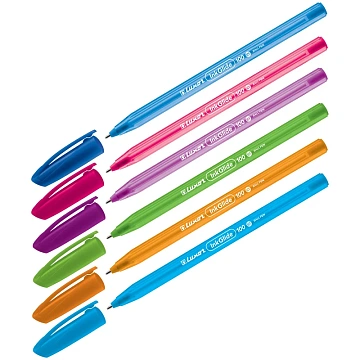 Шариковая ручка Luxor InkGlide 100 Icy синяя, 0.7мм, корпус ассорти, одноразовая
