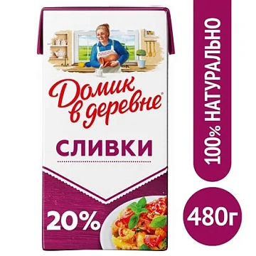 Сливки Домик в деревне стерилизованные 20%, 480г