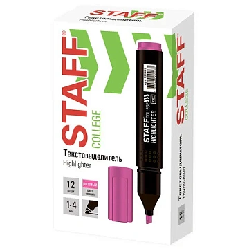 Текстовыделитель STAFF College 'STICK HL-497', РОЗОВЫЙ, 1-4 мм, 151499