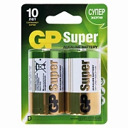 Батарейки КОМПЛЕКТ 2 шт., GP Super G-Tech, D (LR20, 13А), алкалиновые, блистер, 13A-2CR2