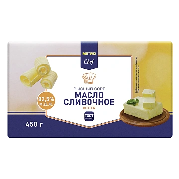 Масло сливочное Metro Chef Традиционное ГОСТ, 82.5%, 450г