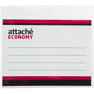 Бейдж Attache Economy 108x126 150мкм,шнур.2заж 45см син,вклад.90x120 5шт/уп
