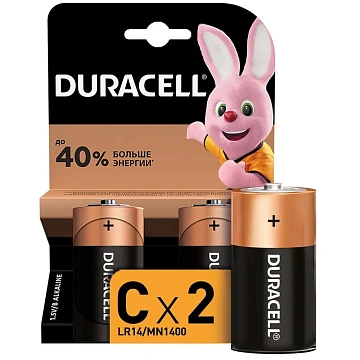 Батарейка Duracell Basic C LR14, 1.5В, алкалиновые, 2шт/уп