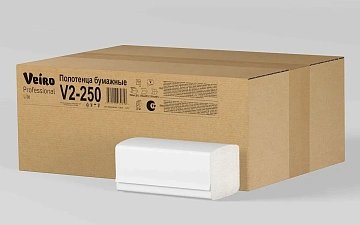 Бумажные полотенца Veiro Professional Lite H3, 1 слой, V-сложение, 250лист, белые, V2-250/20