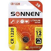Батарейка литиевая SONNEN Lithium CR1220 'таблетка, дисковая, кнопочная' 1 шт., блистер, 455597