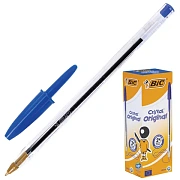 Ручка шариковая BIC 'Cristal', СИНЯЯ, корпус прозрачный, узел 1 мм, линия письма 0,32 мм, 847898/528921