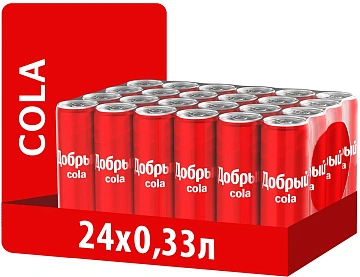 Напиток газированный ДОБРЫЙ КОЛА, 0,33 л, железная банка, 2412101