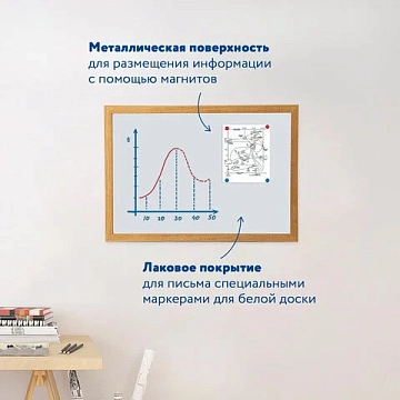 Доска магнитно-маркерная А3, 342х484 мм, ГАРАНТИЯ 10 ЛЕТ, BRAUBERG, 231994