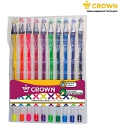 Набор гелевых ручек Crown 'Hi-Jell Color' 10шт., 10цв., ПВХ уп., европодвес