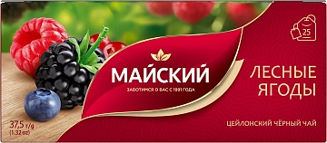 Чай Майский Лесные ягоды, черный, 25 пакетиков