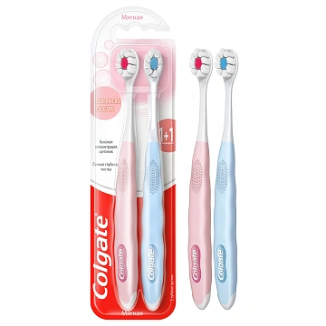 Зубная щетка Colgate Cushion Clean мягкая, 1+1шт