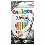 Фломастеры с кистевым пишущим узлом Carioca 'Super Brush', 10цв., смываемые, картон, европодвес