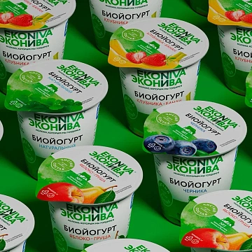 Биойогурт Эконива с яблоком и грушей 2.8%, 125г