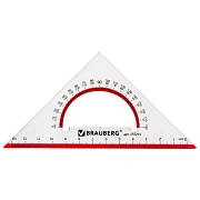 Треугольник пластиковый, угол 45, 13 см, BRAUBERG 'Crystal', с транспортиром, прозрачный, с выделенной шкалой, 210293