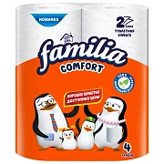 Туалетная бумага Familia Comfort 2 слоя, белая, 4 рулона