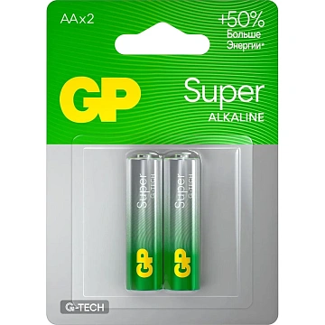 Батарейка GP Super AA/LR6/15A 15A-2CR2/15AA21-2CRSBC2 алкалин. бл/2