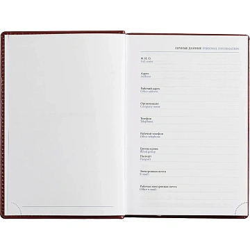 Ежедневник недатированный бордо,А5, 148x218, 352стр, Agenda