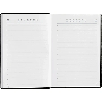 Ежедневник недатированный черный, А5,148x218, 352стр, Agenda