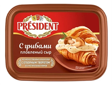 Сыр плавленый President с грибами 30%, 400г