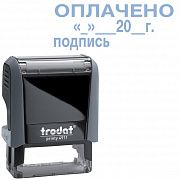 Штамп стандартных слов Trodat Printy ОПЛАЧЕНО дата подпись, 38х14мм, серый, 4911