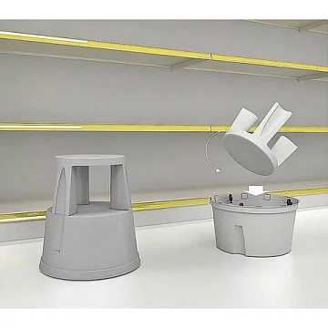 Стремянка-табурет передвижная, 2 ступени, на колесах (под нагрузкой статична), 43 см, пластик, до 15