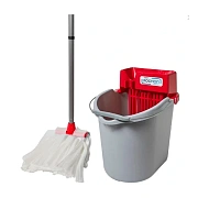 Набор для уборки Росмоп Слайд Красный ведро 10л с отжимом, держатель, моп Кентукки спанлейс