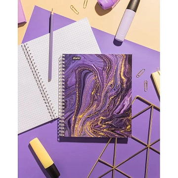 Бизнес-тетрадь А5,96л,кл,греб,ламин.обл. Attache Selection Fluid Фиолетовый